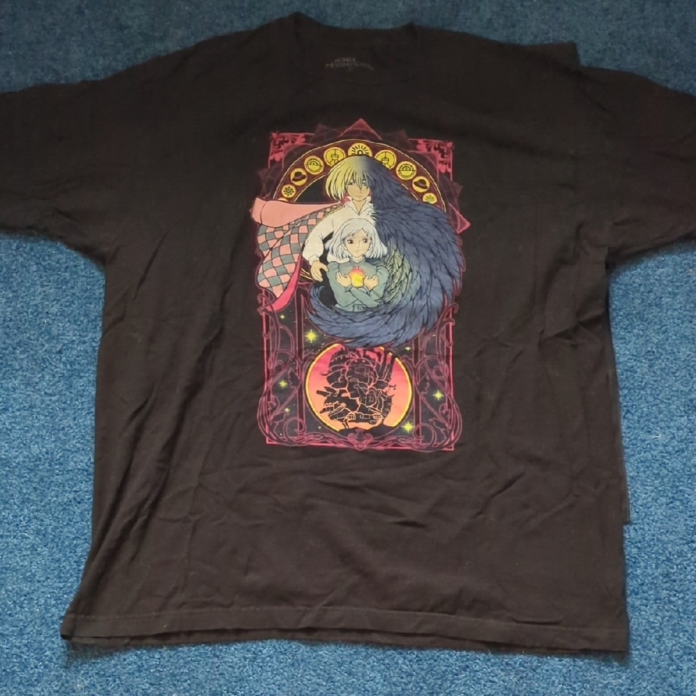 Black Graphic T-Shirt with Anime Design